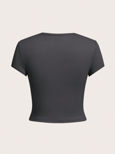 Solid Color Short Crop Tight-Fitting T-Shirt 4pcs